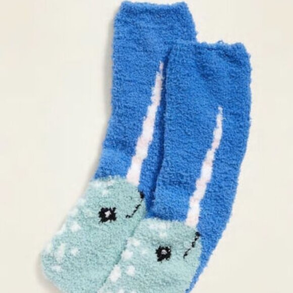 NWT Old Navy Narwhal Soft Chenille Fuzzy Cozy Socks for Women Narwhale Whale - Picture 4 of 4